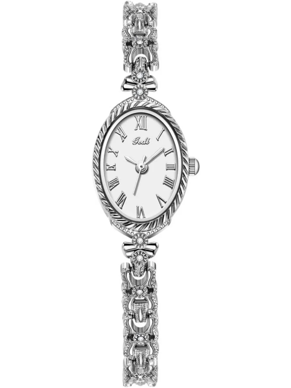 Vintage Gold Oval Quartz Watch for Women - Slim Alloy Bracelet, Elegant